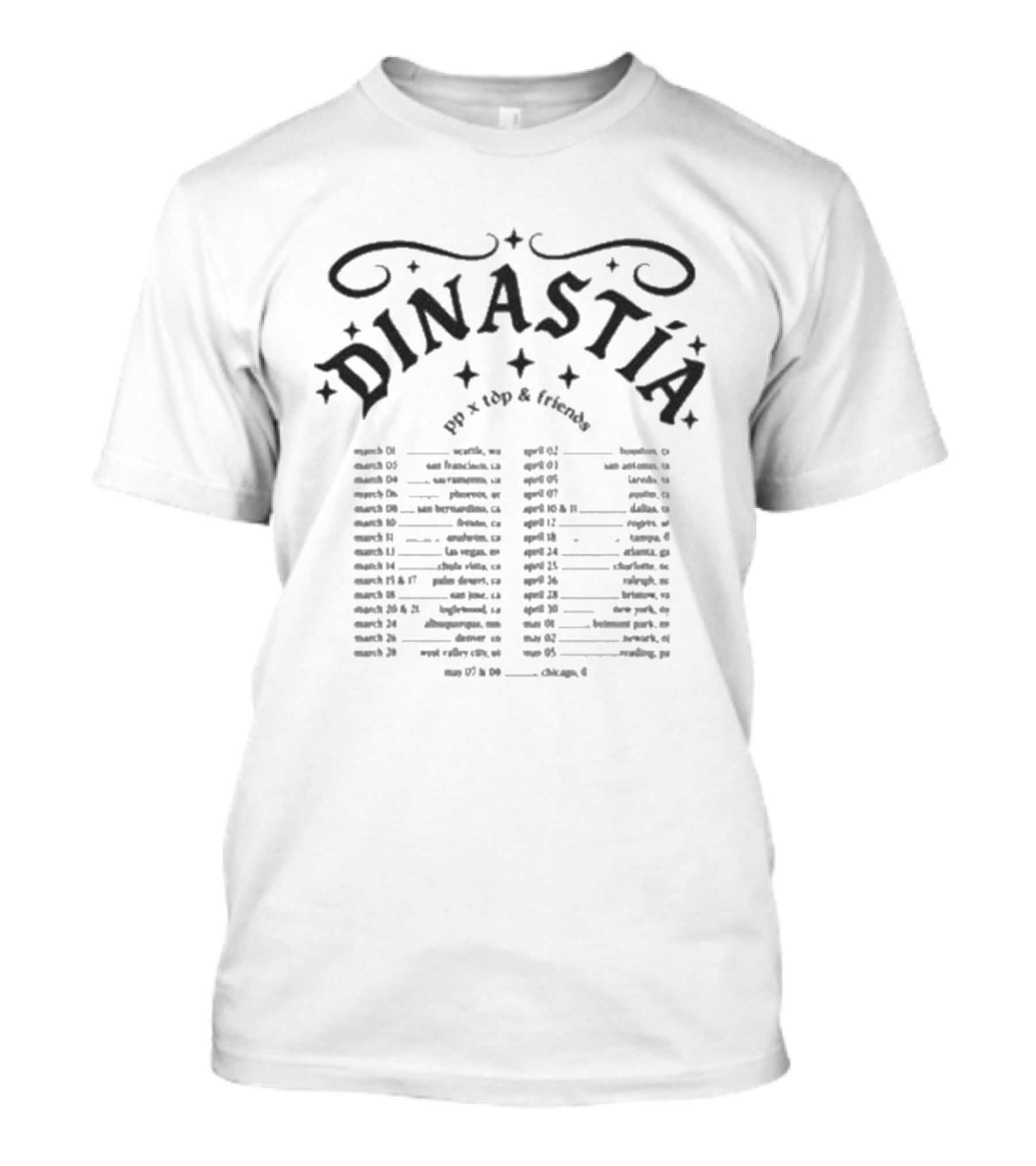 Dinastia Peso Pluma Tour Dates 2023 With Cities List T-Shirt