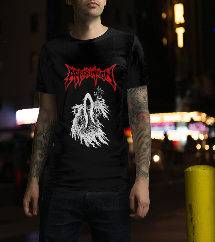 Apparition Ghostly Figure Red Gothic Font T-Shirt