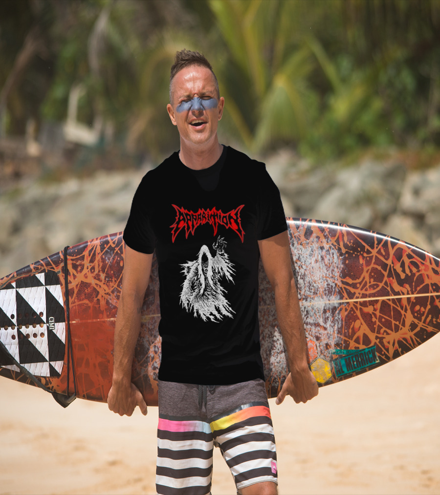 Apparition Ghostly Figure Red Gothic Font T-Shirt