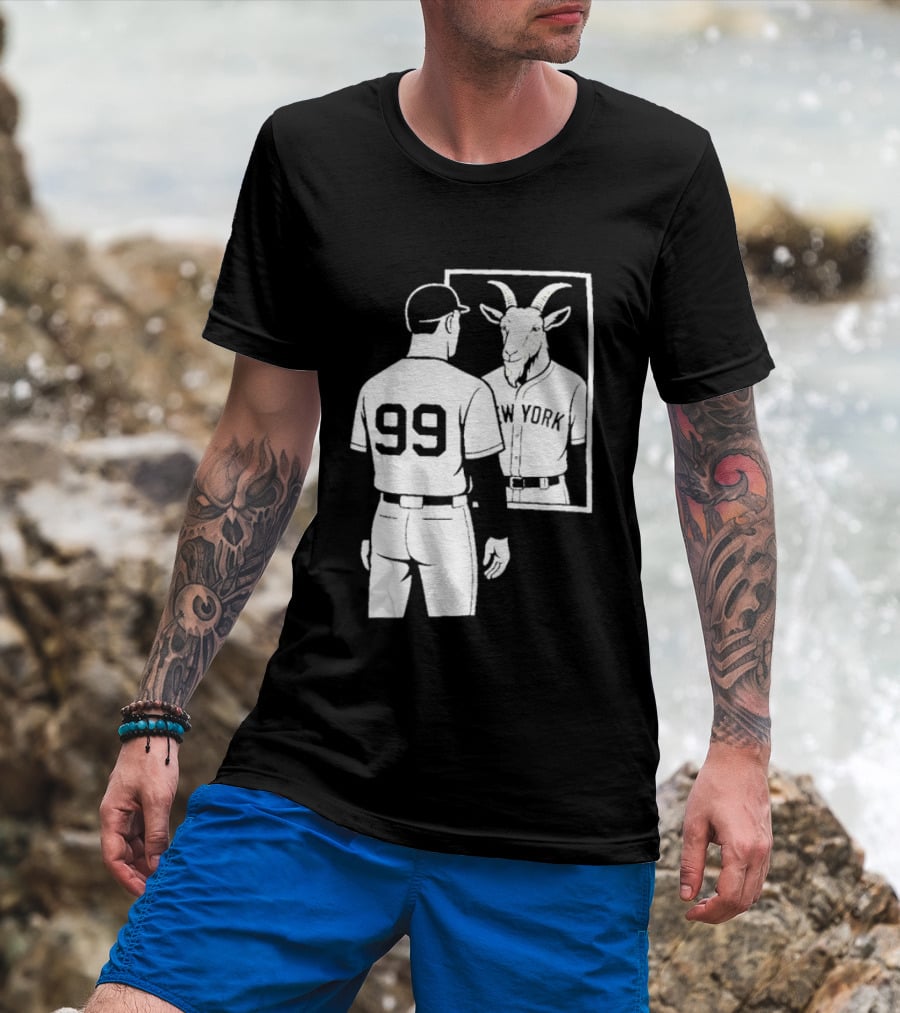 Aaron Judge GOAT Reflection New York Yankees Baseball 99 T-Shirt