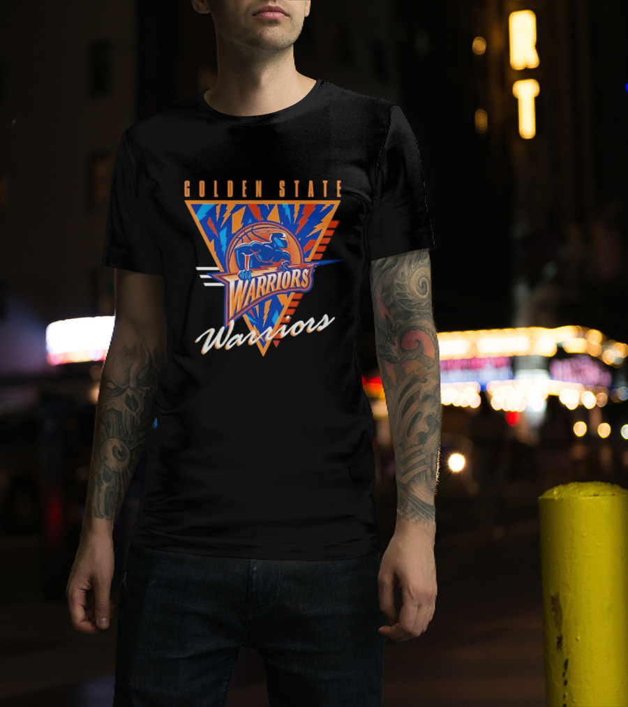 Mitchell & Ness Black Golden State Warriors Worldwide Collection Tri Vintage Team T-Shirt