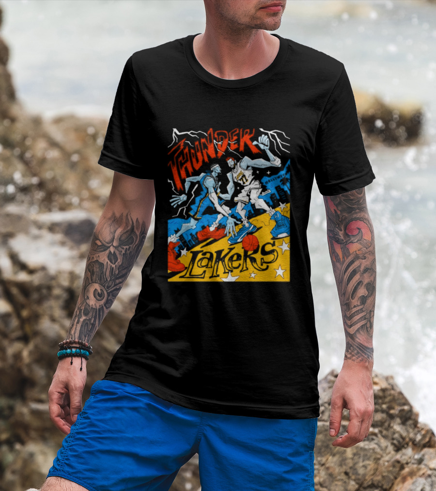 Shai Gilgeous Alexander Thunder Vs Luka Doncic Lakers MVP Cartoon Showdown T-Shirt