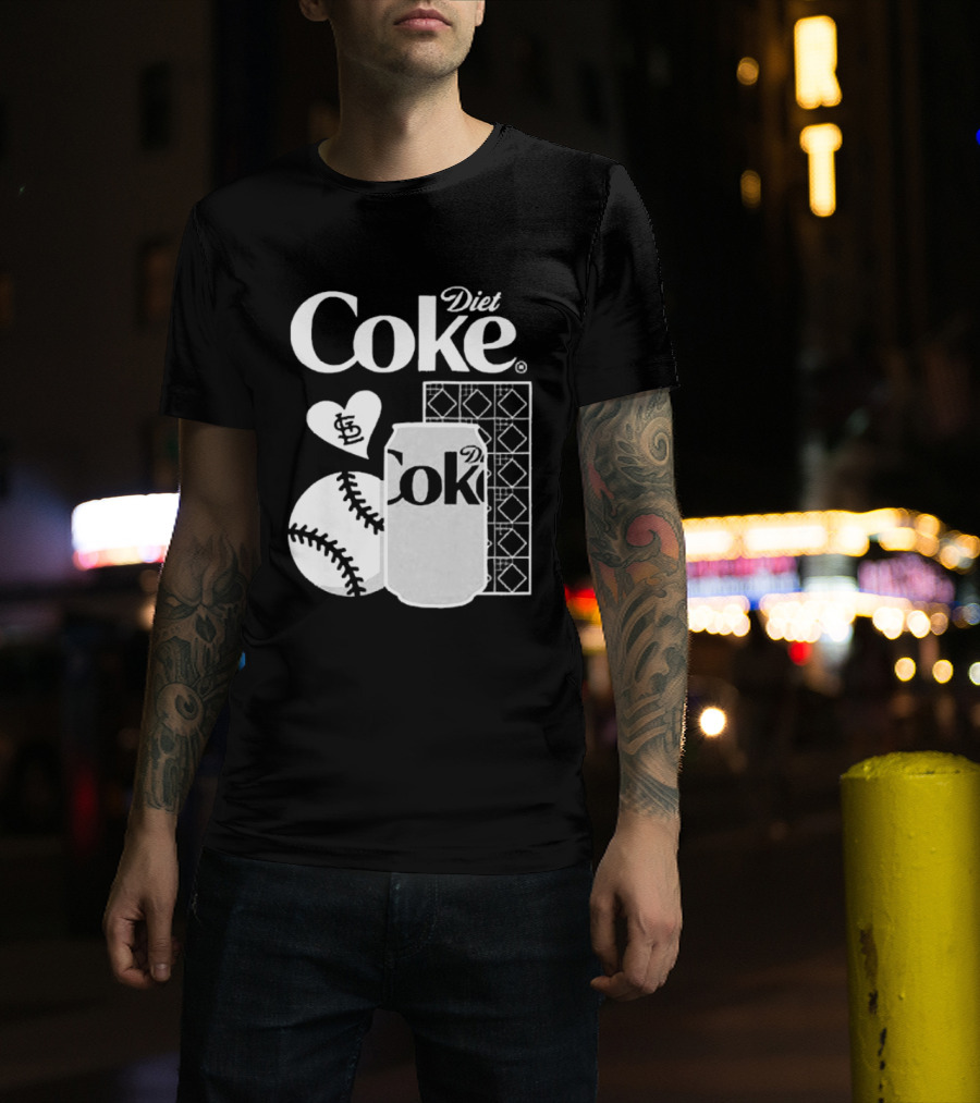 St. Louis Cardinals Diet Coke Night Baseball Can Heart 2026 T-Shirt