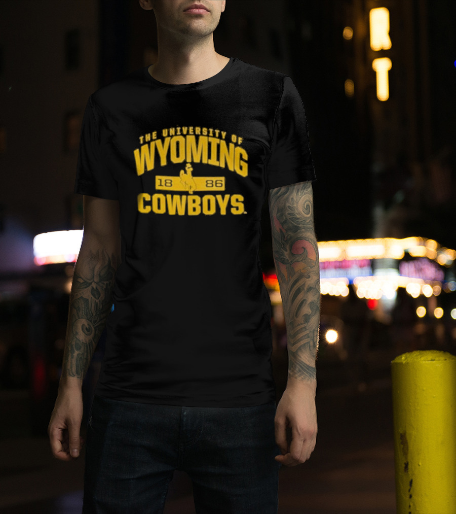 University Of Wyoming Cowboys 1886 Vintage Yellow Bronco Rider T-Shirt