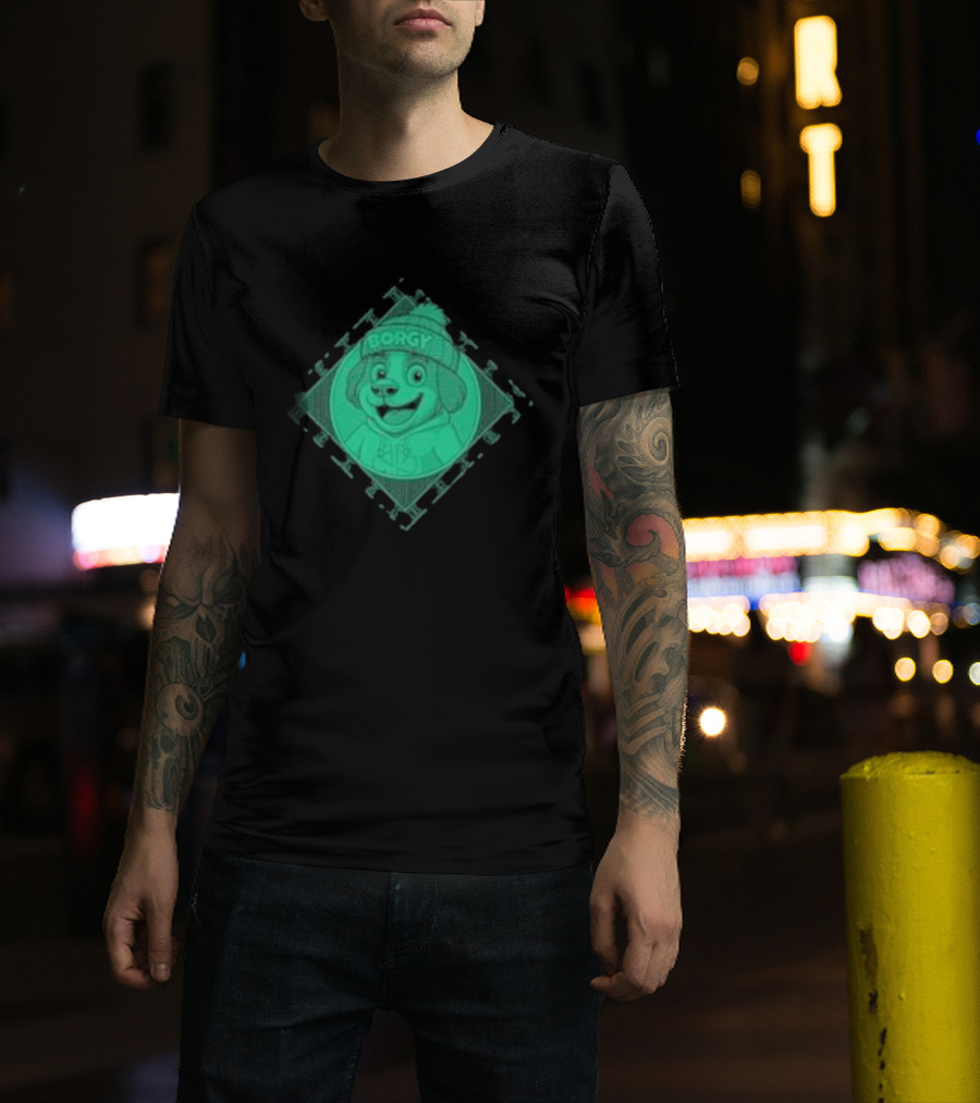 Borgy Borgy Greenlines Puzzle Dog With Beanie T-Shirt