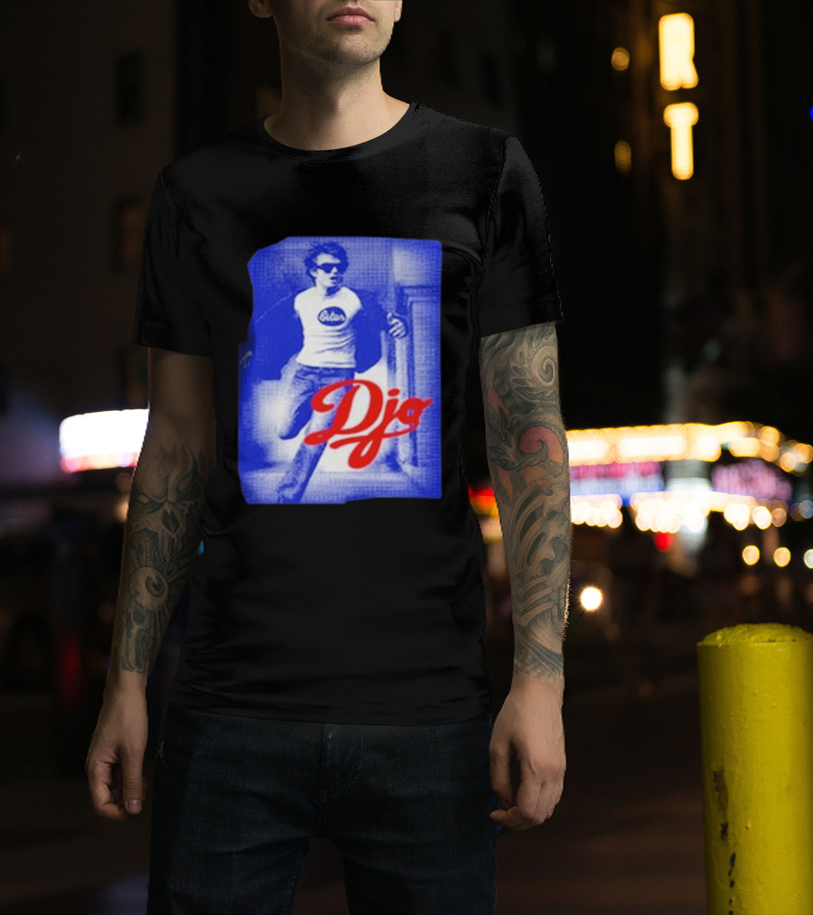 DJO Oficial Tienda Lollapalooza Estilo Vintage Azul Rojo T-Shirt