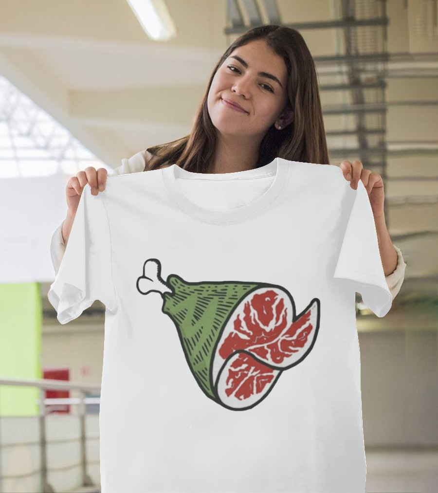 Ham Bone Cartoon Illustration Vintage Retro Clip T-Shirt