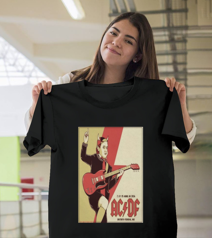 AC DF Distrito Federal MX Abril 2026 7 11 15 Rock Concert Red Guitar And Devil Horns T-Shirt