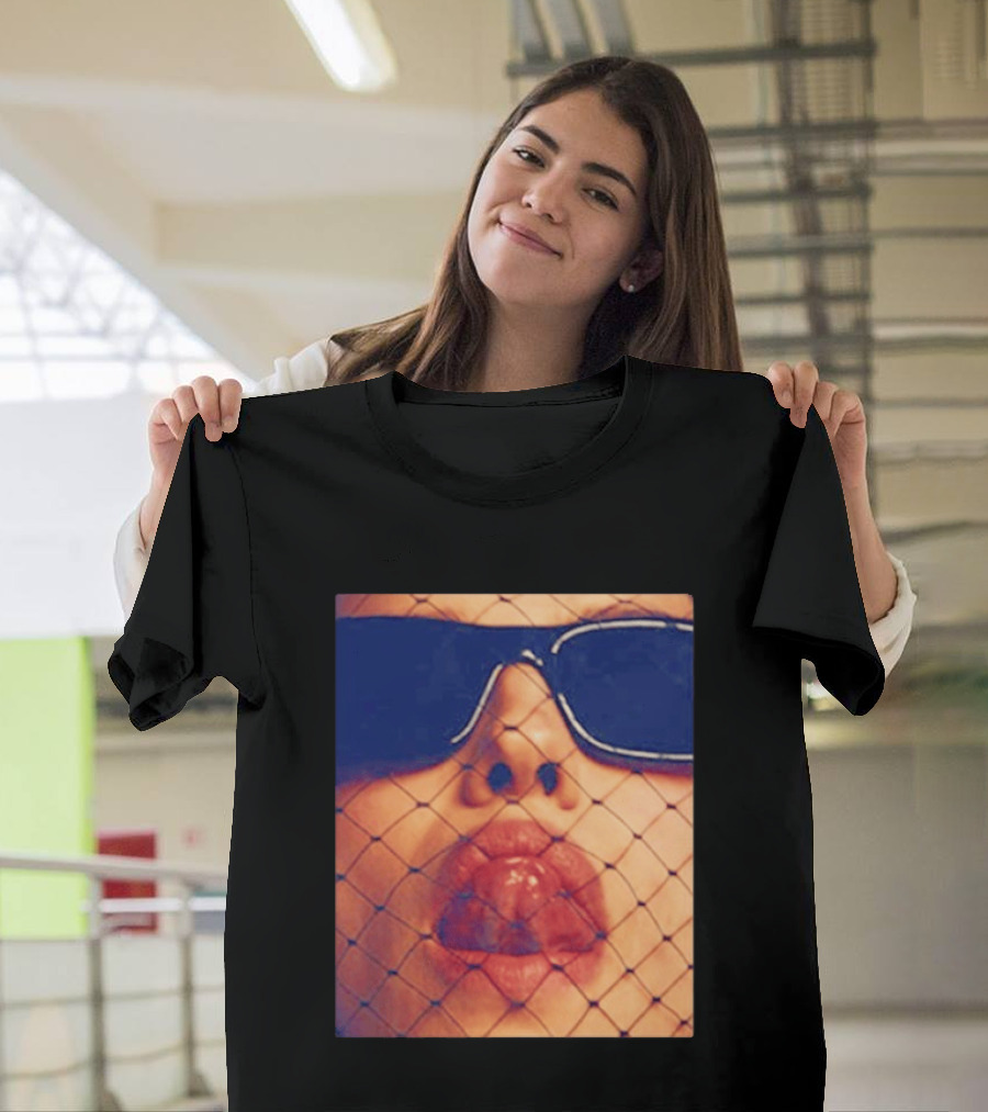 Irina Shayk Tongue Sunglasses Mesh T-Shirt