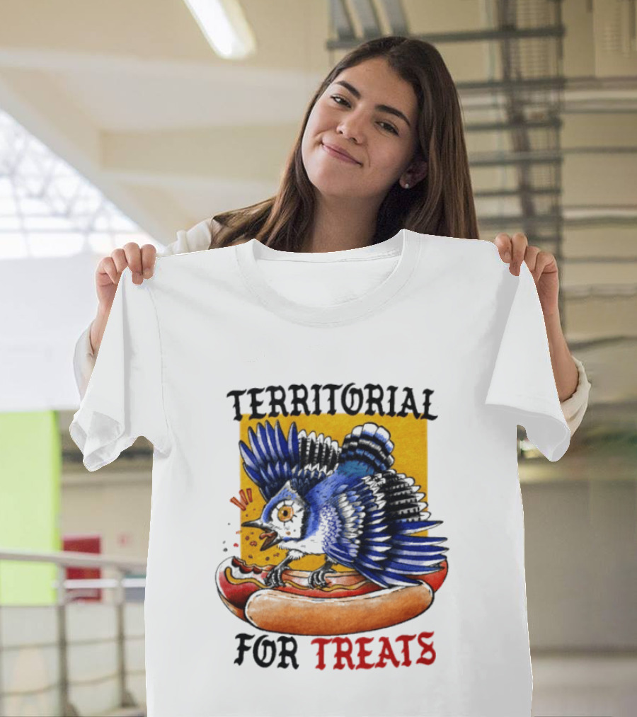 Territorial Bird With Hotdog For Treats T-Shirt
