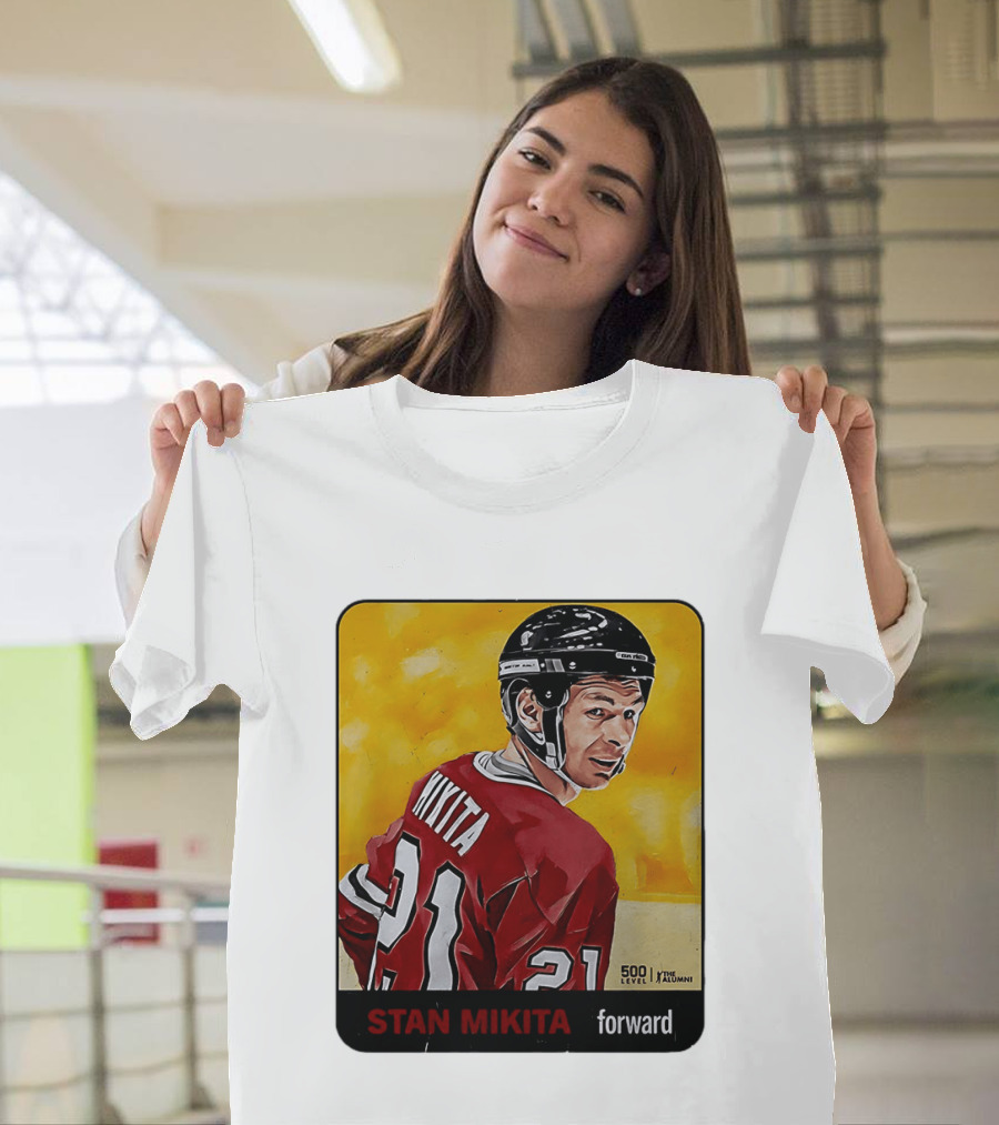 Stan Mikita Forward Chicago Blackhawks NHL Alumni Card 500 Level T-Shirt