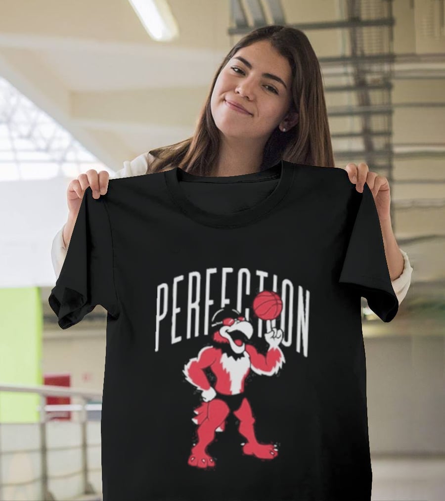 Perfection Basketball Mascot Red And White T-Shirt