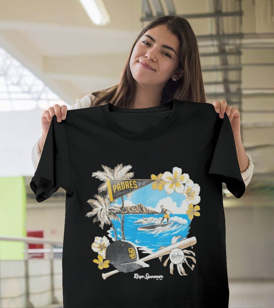 Reyn Spooner San Diego Padres Surfing Baseball Aloha Scene T-Shirt
