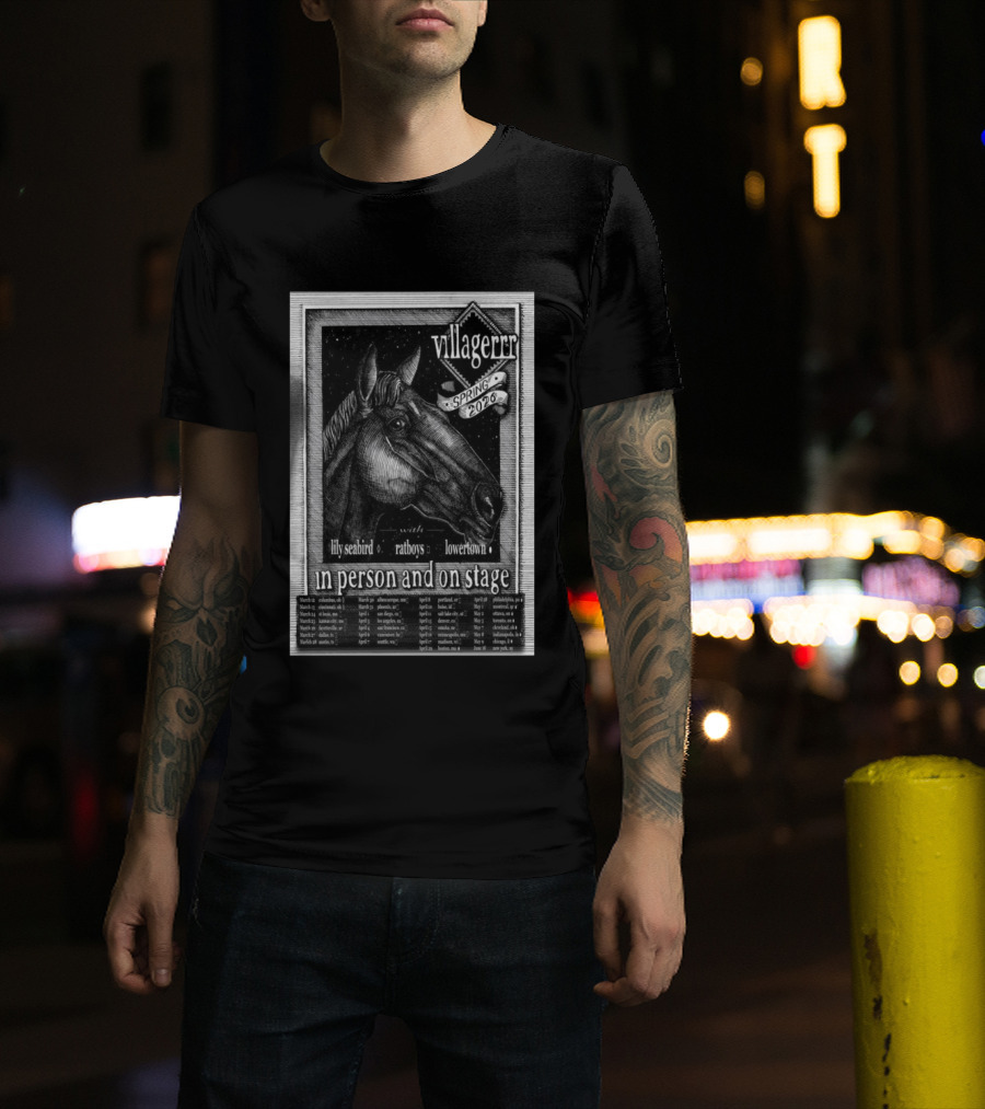 Villagerrr Spring 2026 Tour Horse Illustration With Lily Seabird Ratboys Lowertown T-Shirt