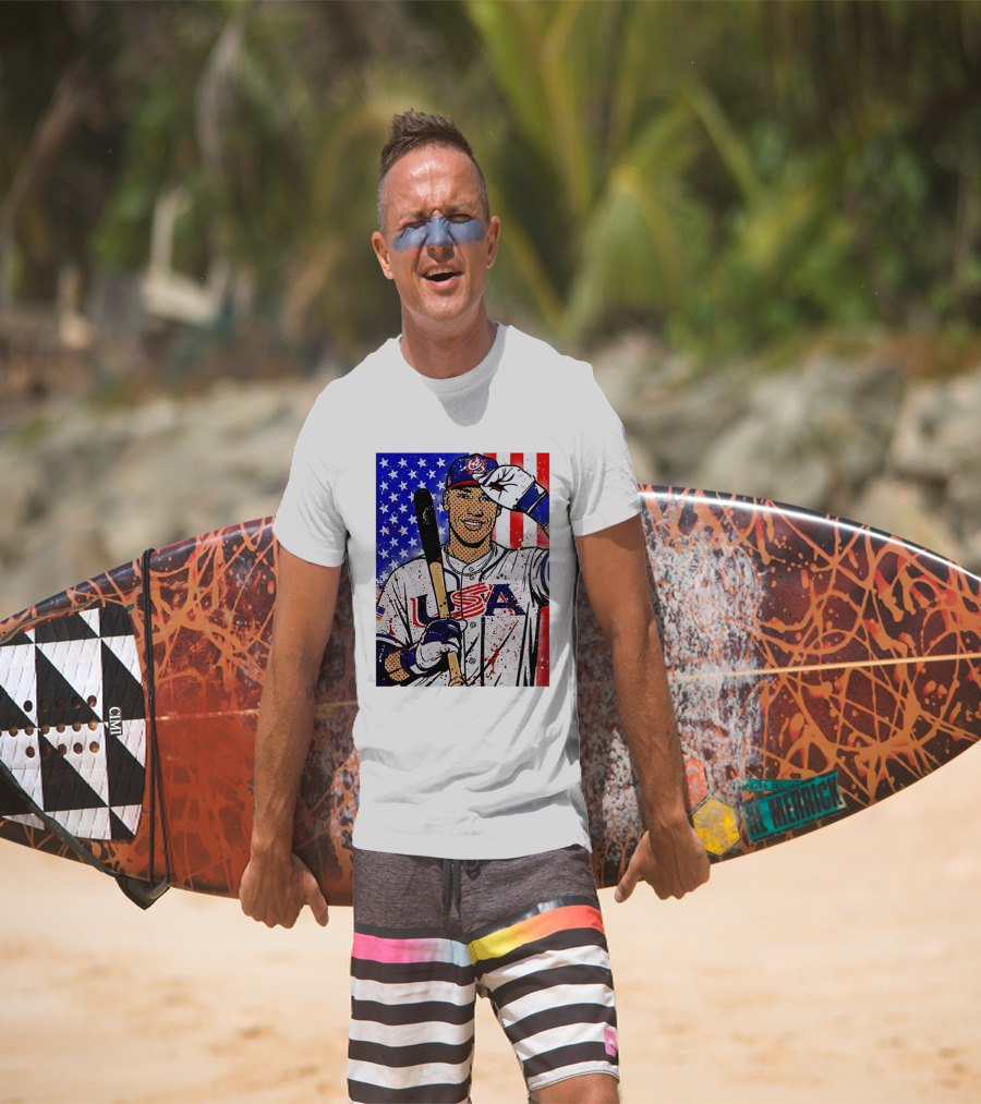 Aaron Judge USA Baseball Pop Art 2026 American Flag Stars Stripes T-Shirt