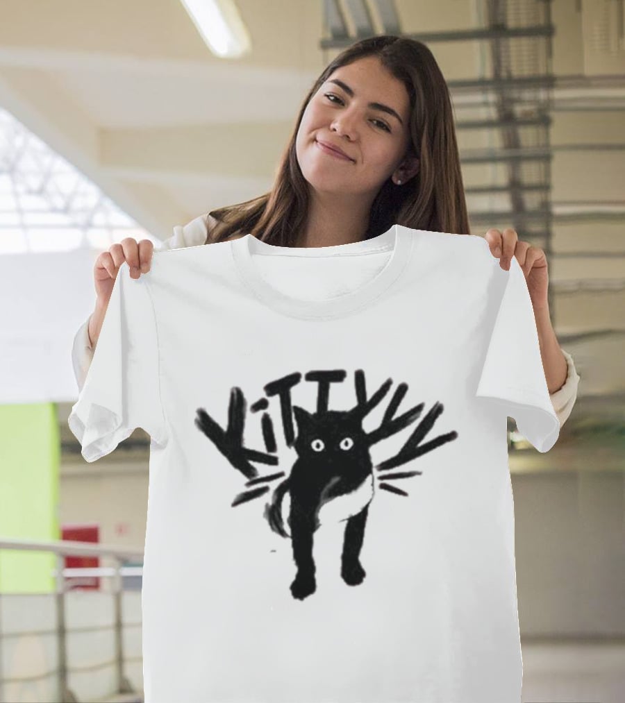 Caseoh's Kitty Cat Playful Black Silhouette With Whiskers T-Shirt