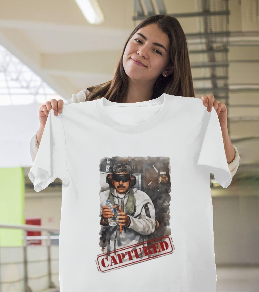 Nicolás Maduro Blindfolded Holding Water Bottle Captured Stamp T-Shirt