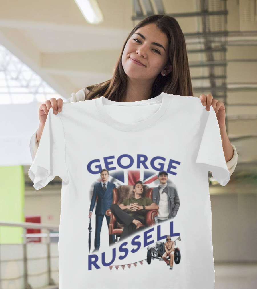 George Russell Formula 1 Driver Fashion and Lifestyle Collage T-Shirt