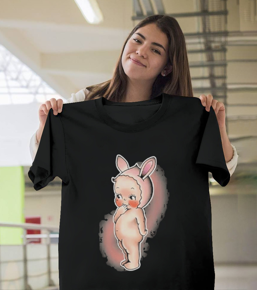 Kewpie Baby Bunny Rabbit Vintage Illustration Cute Pastel Pink Ears T-Shirt