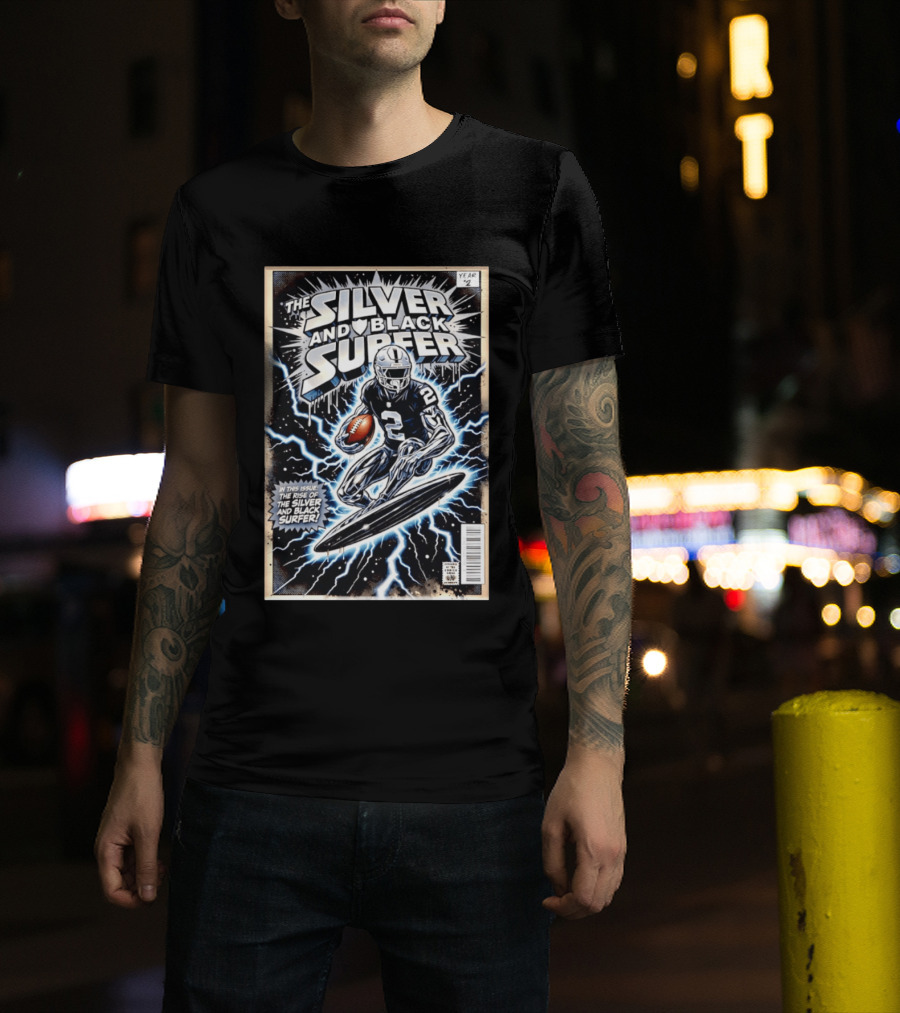Las Vegas Raiders The Silver And Black Surfer Year Two Comic Edition T-Shirt