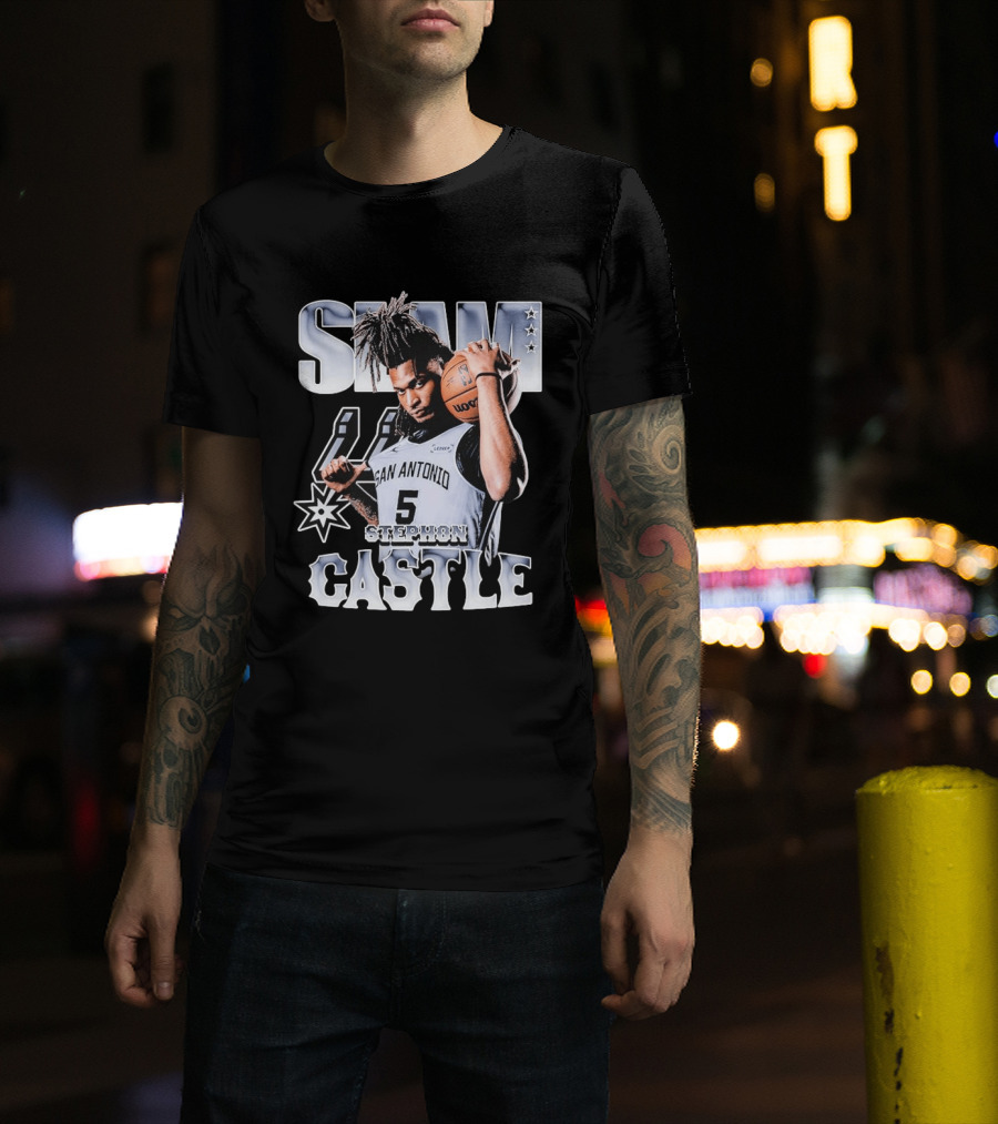 San Antonio Spurs Stephon Castle Slam Basketball T-Shirt