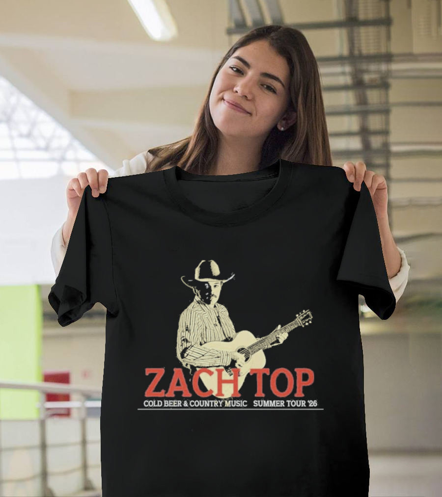 Zach Top Cold Beer Country Music Summer Tour 2026 Cowboy Guitar T-Shirt