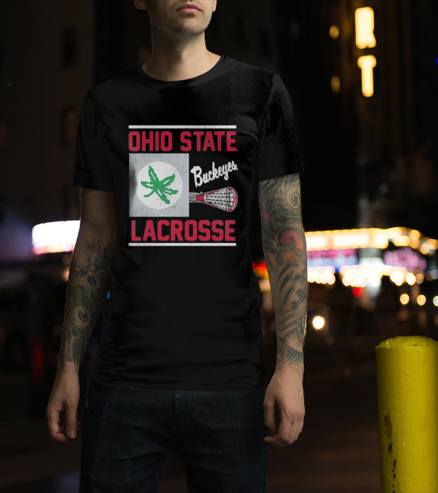 Ohio State Buckeyes Lacrosse Team Stick With Green Leaf T-Shirt