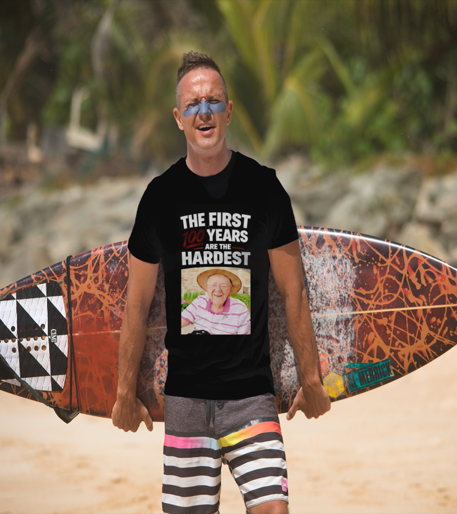 The First 100 Years Are The Hardest With Smiling Elderly Man T-Shirt