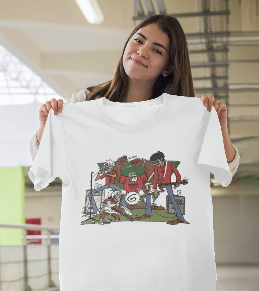 Gorillaz Character Band Illustration With Instruments T-Shirt