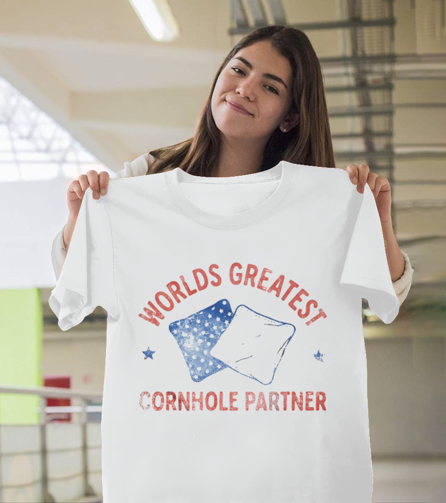World's Greatest Cornhole Partner Bean Bags and Stars T-Shirt