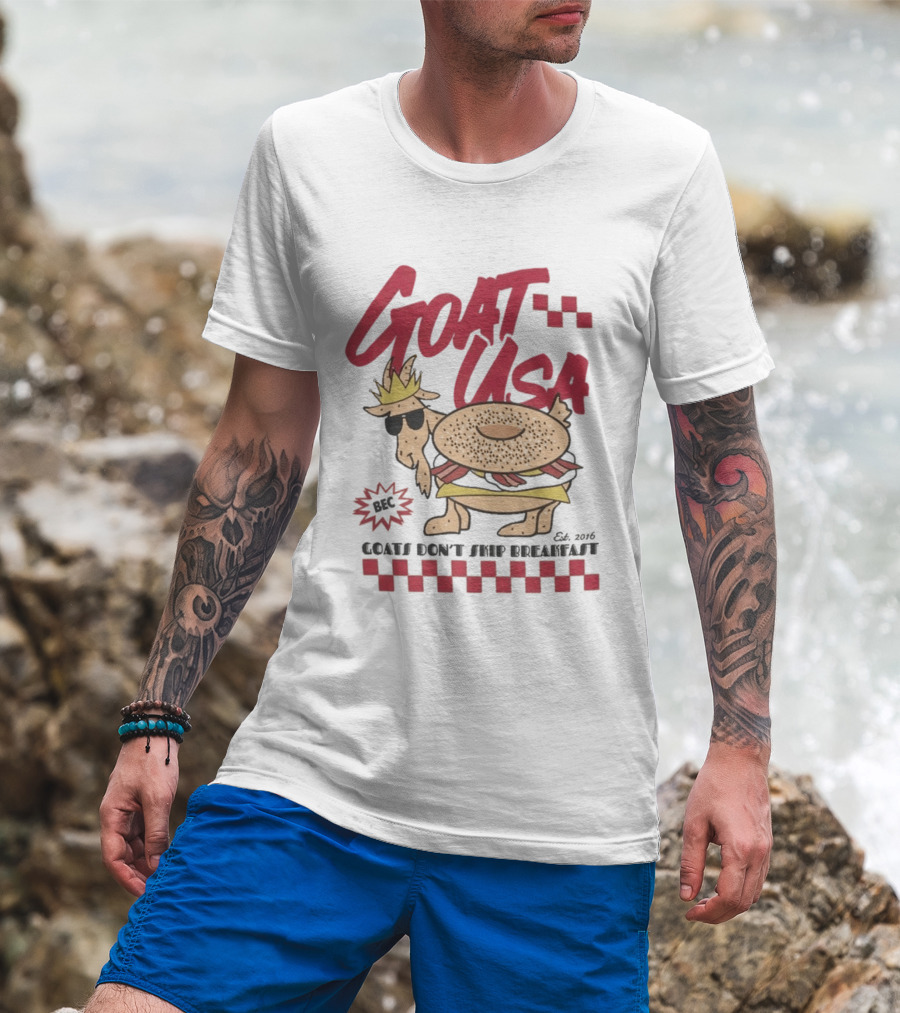 GOAT USA Bagel Goat Goats Don't Skip Breakfast T-Shirt
