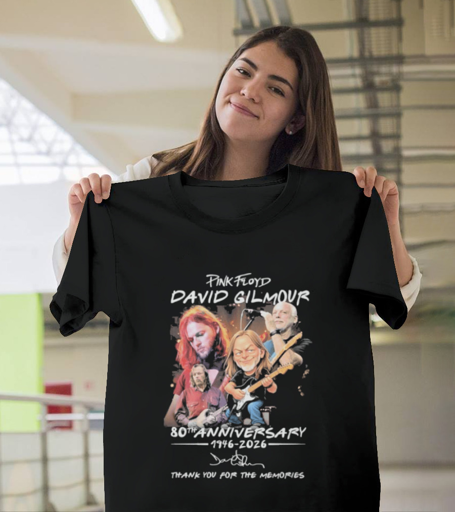 Pink Floyd David Gilmour 80th Anniversary 1946 2026 Thank You for the Memories T-Shirt