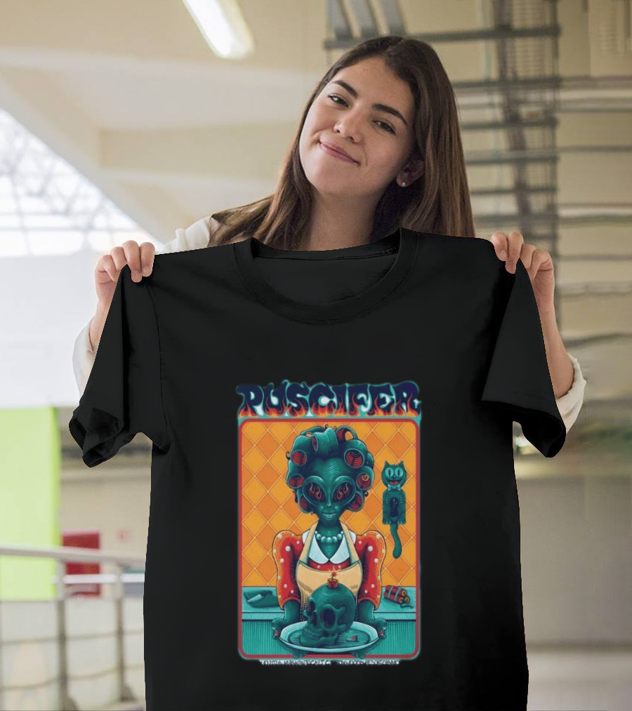 Puscifer Apr 10 2026 Mashantucket CT Foxwoods Resort Casino Alien Chef with Skull and Cat T-Shirt