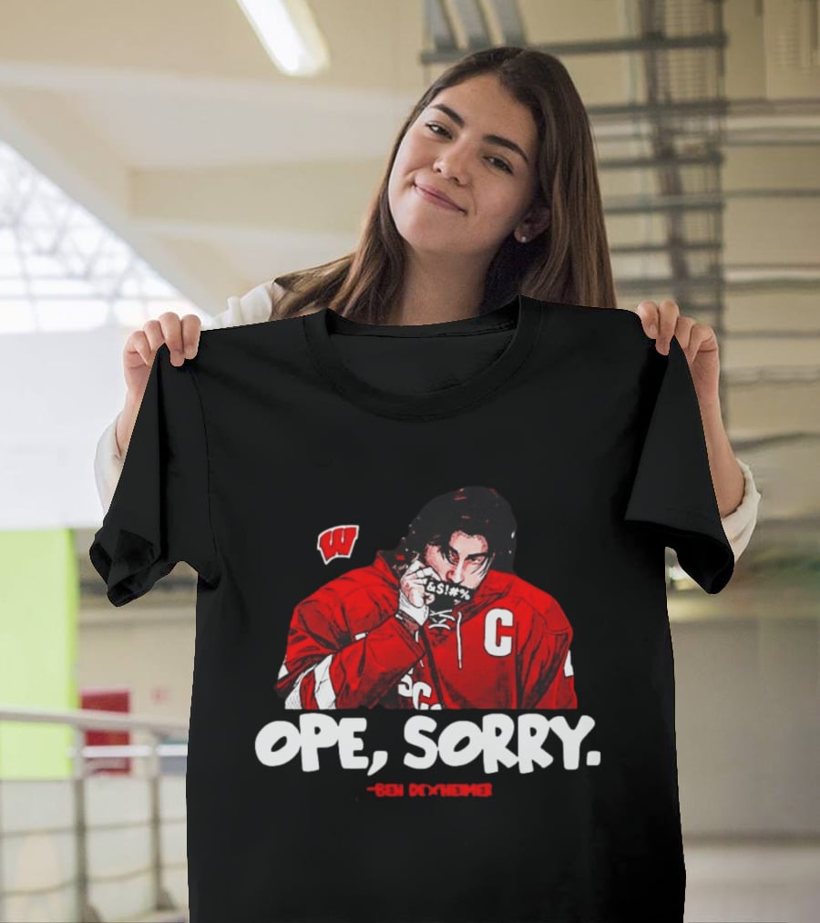 Ben Dexheimer Wisconsin Badgers Ope Sorry Caricature C Hockey Player T-Shirt