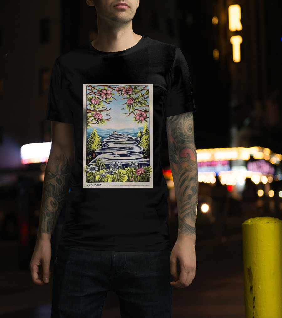 Goose April 10 2026 Asheville North Carolina Concert Florals And Pathway T-Shirt