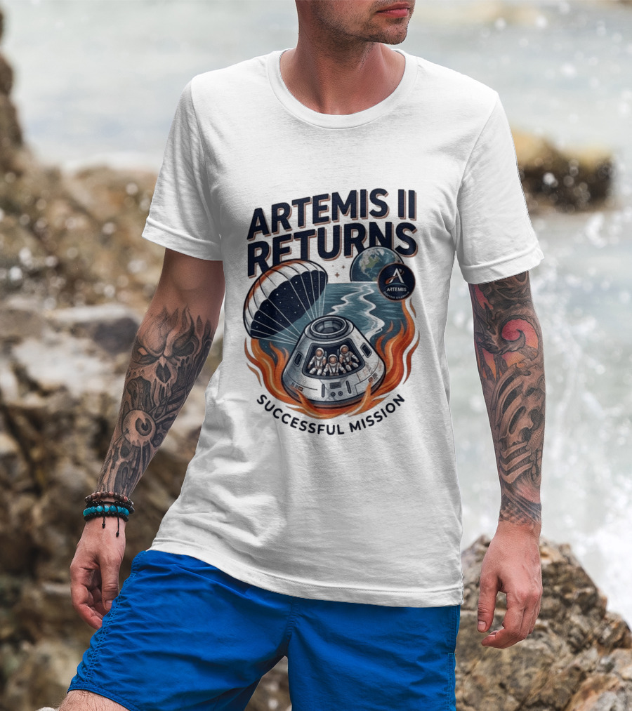 Artemis II Returns Successful Mission Capsule Parachute Earth T-Shirt