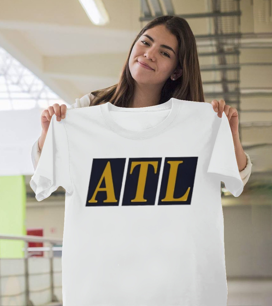 ATL Bold Minimalist Style Gold Text On Black T-Shirt