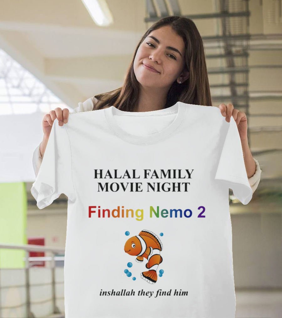 Halal Family Movie Night Finding Nemo 2 Inshallah They Find Him Clownfish T-Shirt