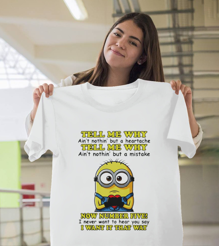 Tell Me Why Ain't Nothin' But A Heartache Mistake Minion I Want It That Way Number Five T-Shirt