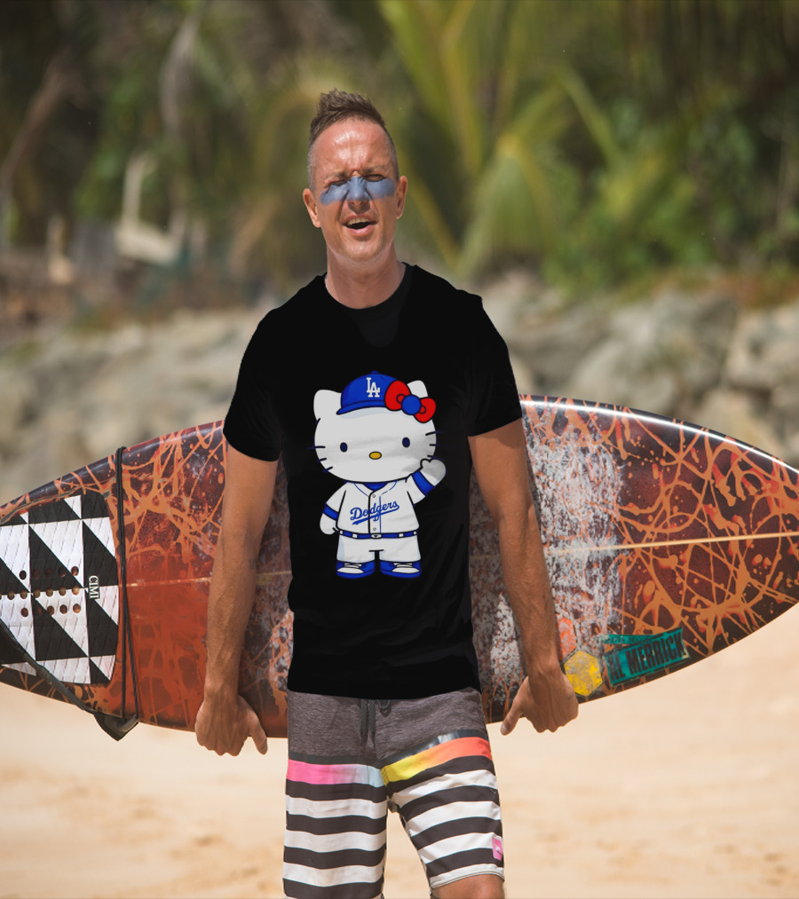 Hello Kitty Los Angeles Dodgers MLB Baseball Collaboration Fan T-Shirt