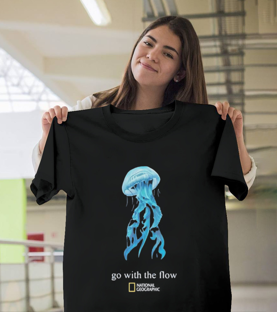 Jellyfish Go With The Flow National Geographic Blue Ocean T-Shirt