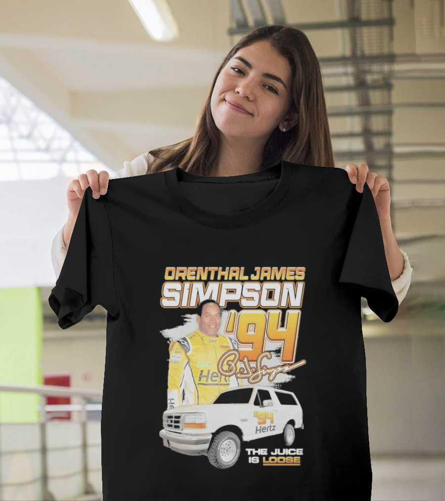 Orenthal James Simpson '94 The Juice Is Loose Hertz Racing T-Shirt