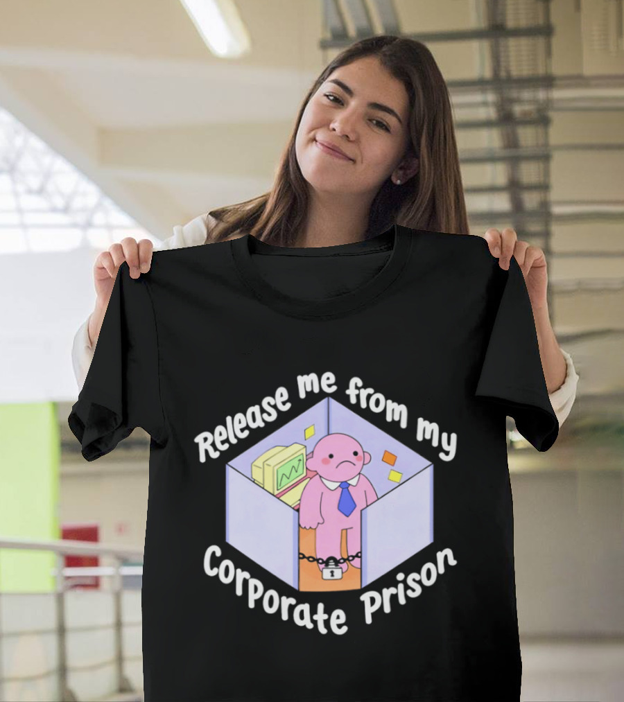 Release Me From My Corporate Prison Cubicle Cartoon T-Shirt