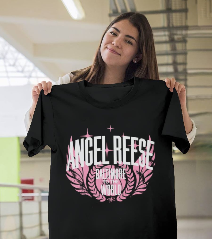 Angel Reese Baltimore To The World Laurel Wings Star Motif T-Shirt