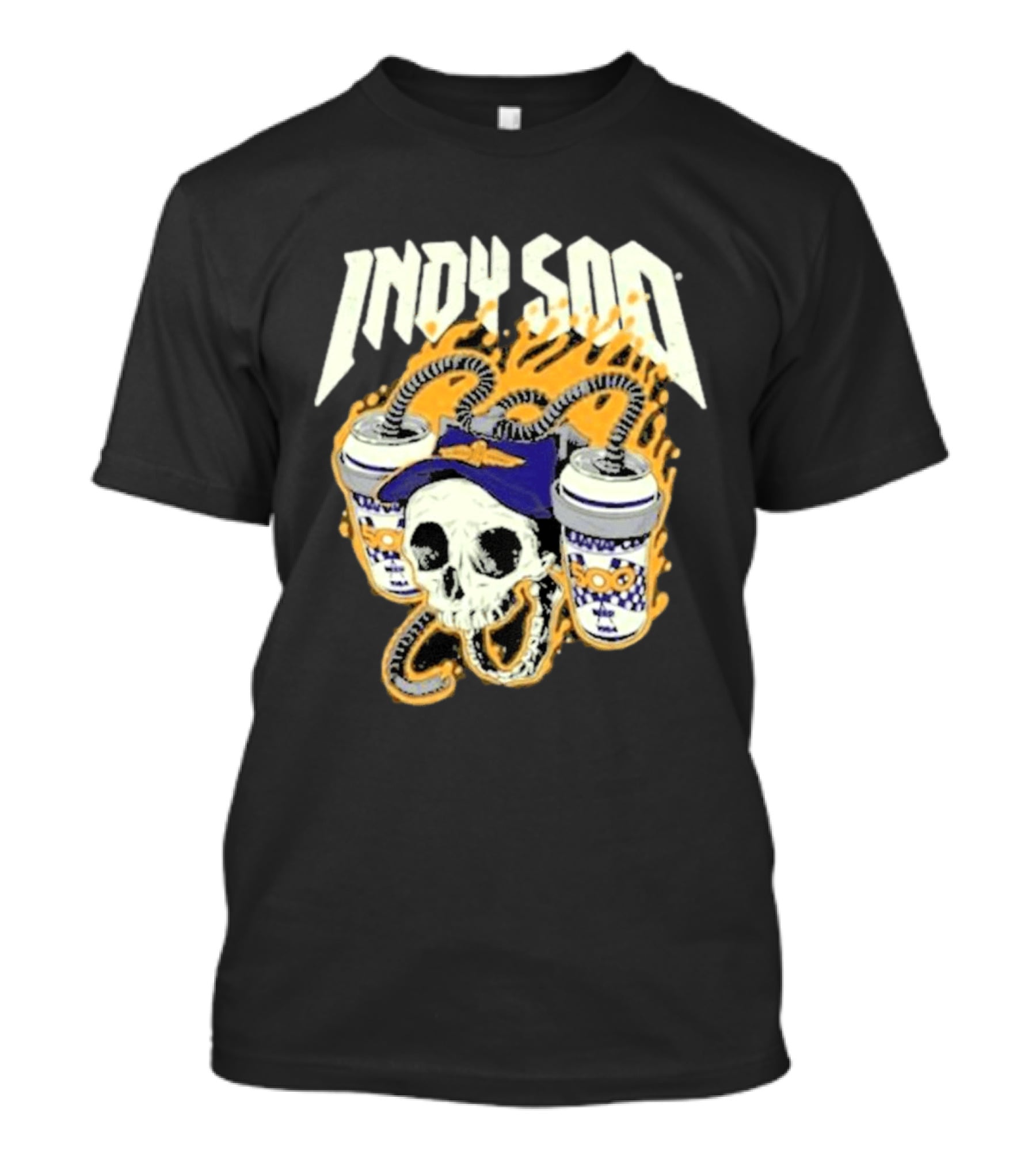 Indy 500 Skull With Flames And Racing Helmet T-Shirt
