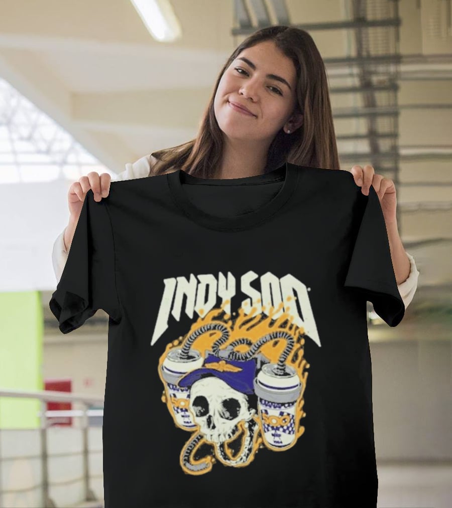 Indy 500 Skull With Flames And Racing Helmet T-Shirt