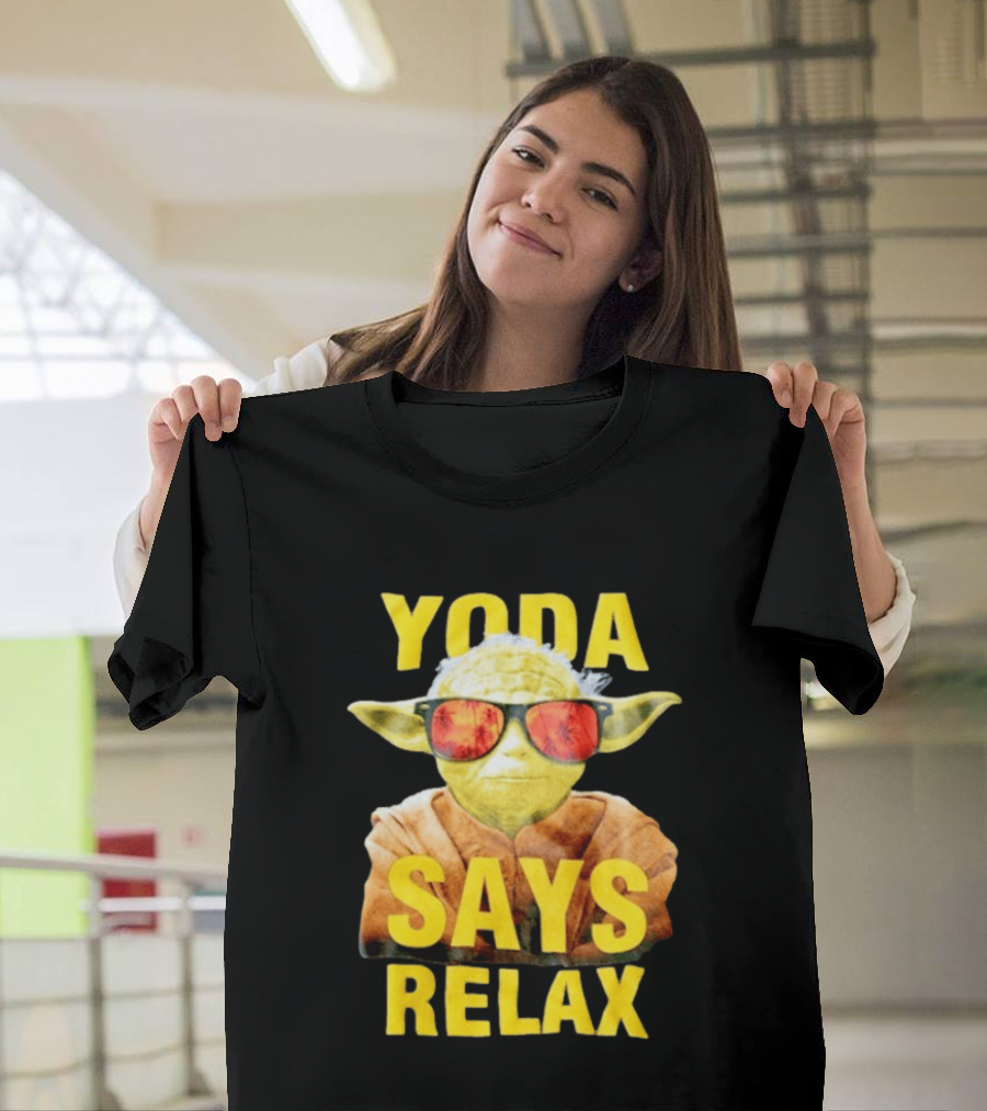Yoda Says Relax Sunglasses Funny Jedi Master T-Shirt