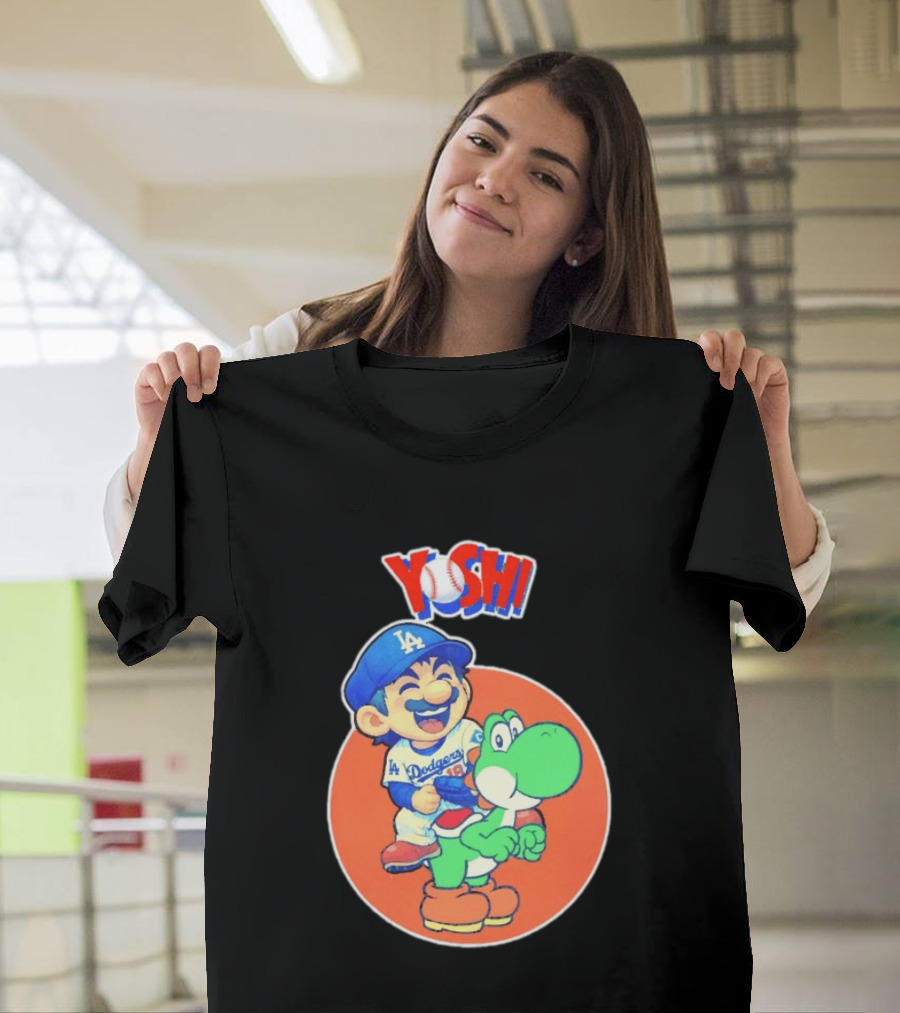 Yoshinobu Yamamoto Los Angeles Dodgers MLB Yoshi Cartoon Dodger Gear T-Shirt