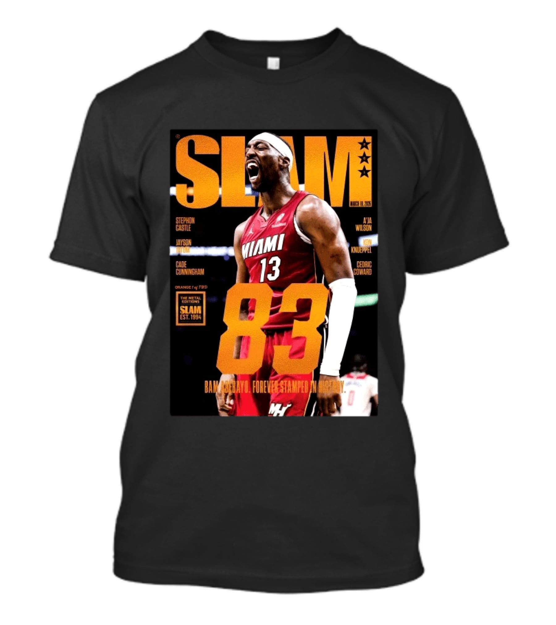 SLAM 261 Bam Adebayo Miami Heat Metal Edition 83 Points Forever Stamped In History T-Shirt
