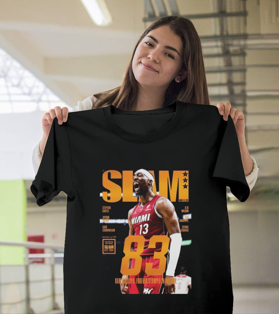 SLAM 261 Bam Adebayo Miami Heat Metal Edition 83 Points Forever Stamped In History T-Shirt